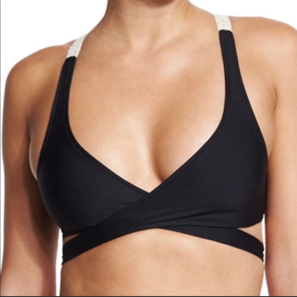L*Space Black Crochet Bikini Top